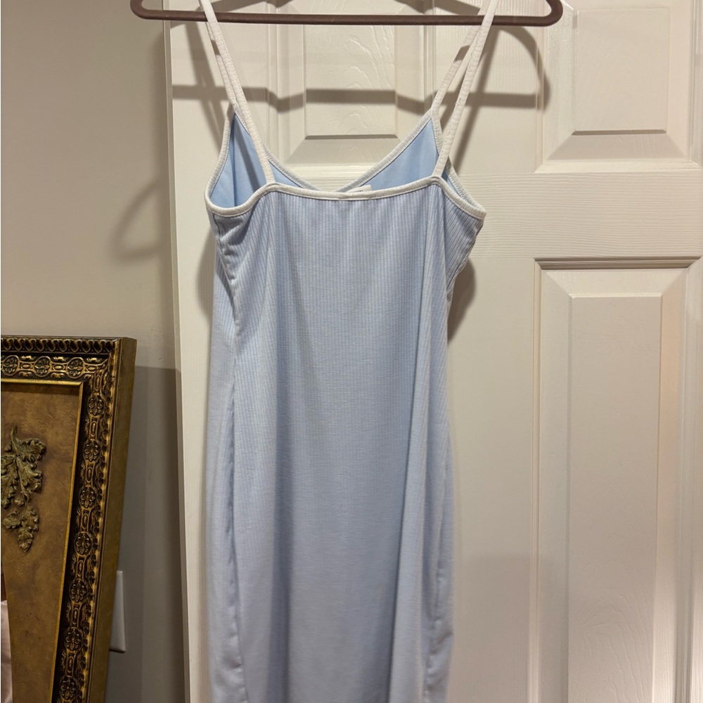 Cotton Ribbed Blue Tank Dress - Picture 4 of 5